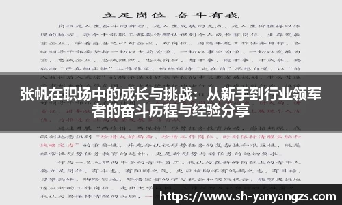 张帆在职场中的成长与挑战：从新手到行业领军者的奋斗历程与经验分享
